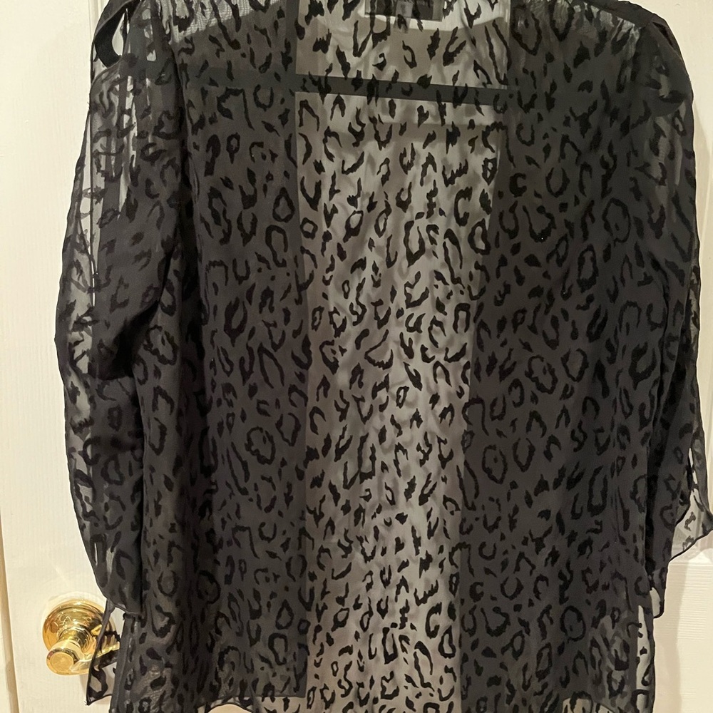 Danial Miexel Sheer & burnt velvet cheetah print lightweight cardigan - Picture 4 of 4
